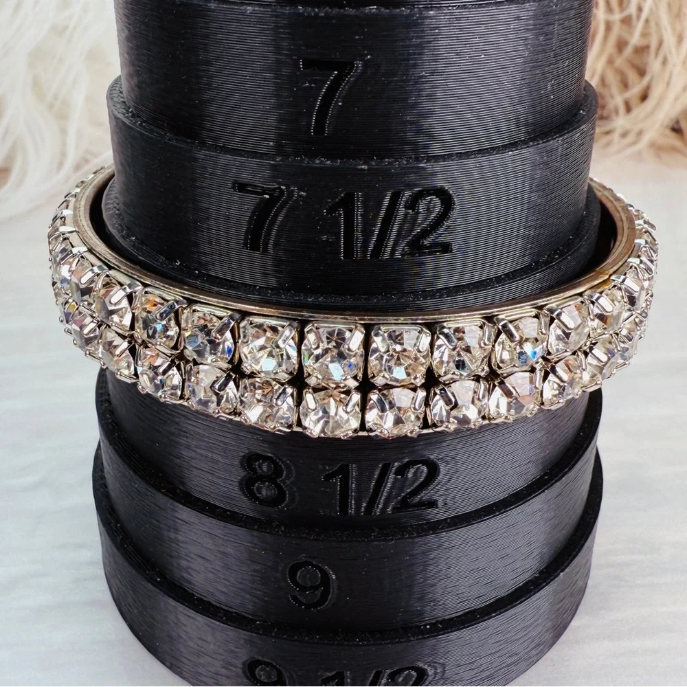 Vintage weighted Silvertone Crystal Bling Bangle Bracelet